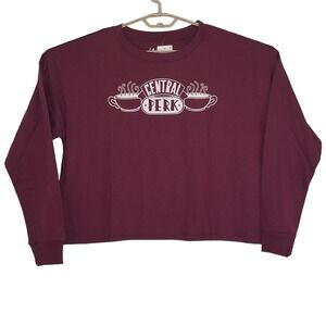 Friends Shirt Womens Size Large Merlot‎ Long Sleeve Cropped Pullover Graphic New